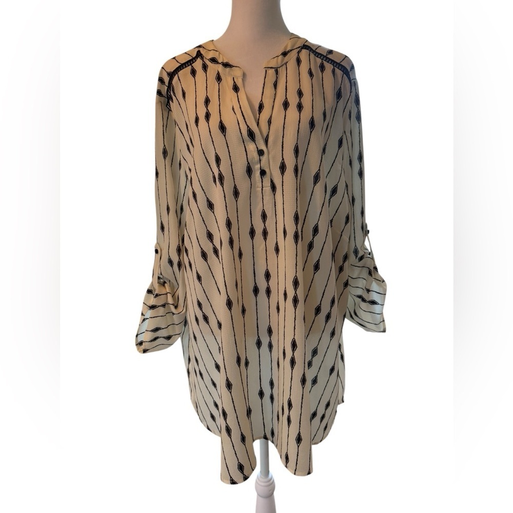 CURE. Black and White Patterned Shirt Womens 3XL
